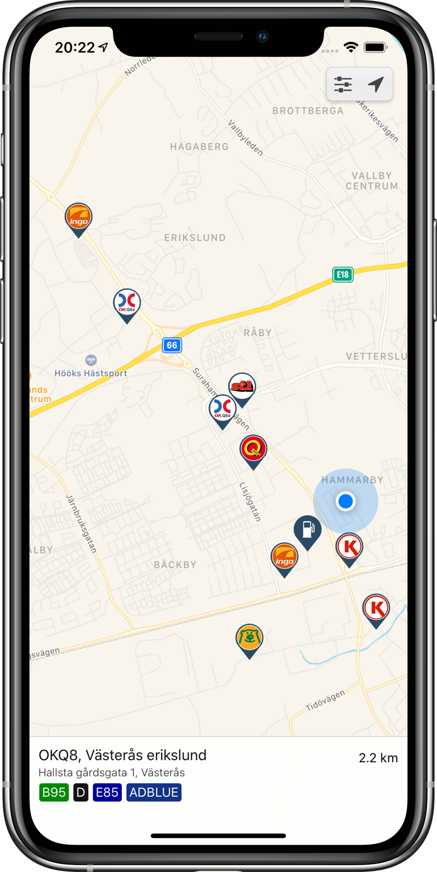 Screenshot of Bensinkoll